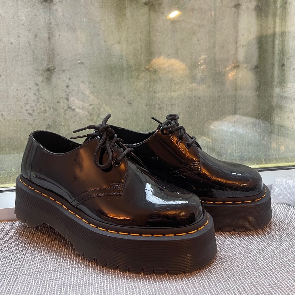 Doc Martens Patent Platform Lace-Up Shoes